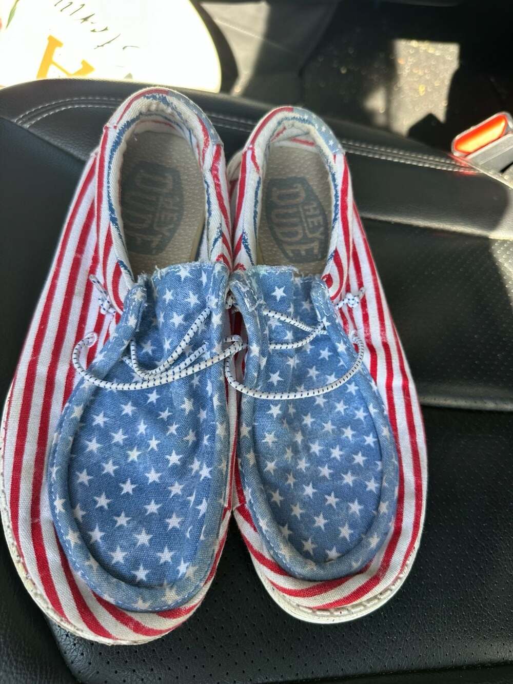 Hey Dude Wally Youth Patriotic Stars and Stripes Casual Shoes Size Y6 / L7